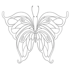 Fototapete Rund Mandala Beautiful butterfly outline showcasing intricate patterns suitable for coloring or artistic inspiration in a serene setting, coloring page, coloring book  © Oleksandr
