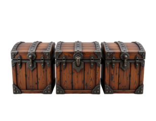 Wooden treasure chests with metal accents for fantasy adventure theme