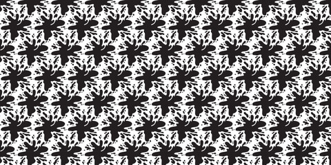 Fototapeta premium Monochrome Tropical Leaf Seamless Pattern, High Contrast Nature Motif