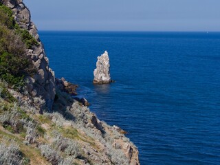 The Swallow's Nest castle, Gaspra,Yalta area, Crimea 2019, view from mountains