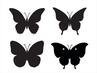 A set of vector butterflies and insects isolated on white for design or tattoo illustration.