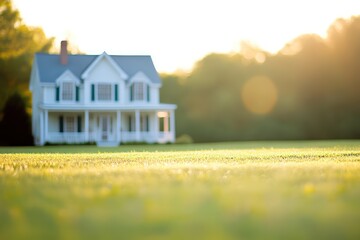 House with Focused Green Grass Foreground