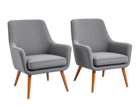 Modern Gray Accent Chairs with Wooden Legs for Stylish Interiors