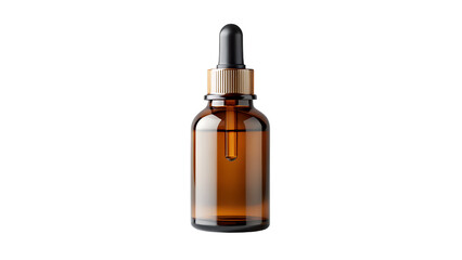 Naklejka premium A small amber glass dropper bottle filled with liquid, isolated on transparent background