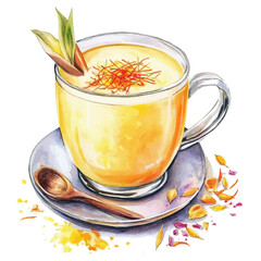 Saffron Milk, watercolor vector, isolated on a white background.