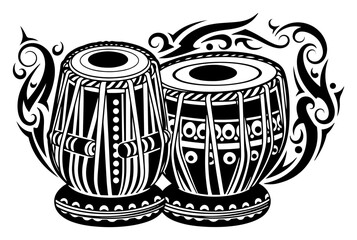 Indian Tabla Drums with Decorative Ornaments
