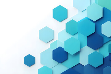 Fototapeta premium Abstract background of blue and teal hexagonal shapes with shadow