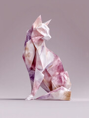 origami style cat minimal geometric sculpture pastel