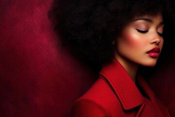 Bold Portrait of Woman with Afro in Red Jacket