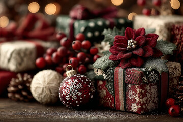 "Festive Merry Christmas and Happy New Year Holiday Background with Seasonal Celebration Theme"