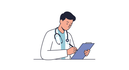 Dedicated doctor diligently documenting patient information on clipboard for professional medical consultation and care
