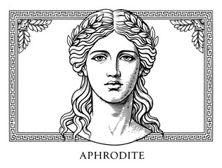 Ancient Greek Goddess Aphrodite in a Vintage Engraving Style © Tomas