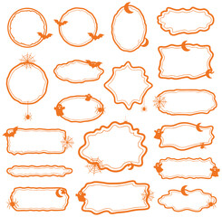 Whimsical Halloween Frames and Borders with Spiders Bats Ghosts Moons