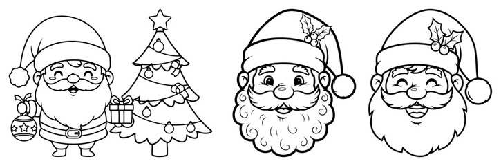 A Set of Cartoon Santa Claus Character Illustrations