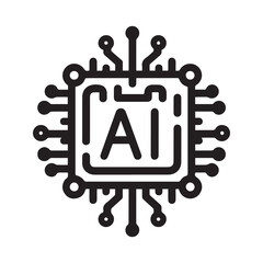 Minimal Black and White AI Chip Icon