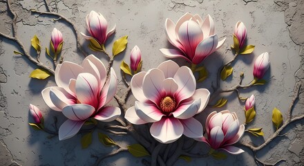 Elegant floral wallpaper showcasing a vintage botanical illustration on a textured classic wall mural