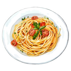 watercolor vector of Spaghetti Carbonara, isolated on a white background.