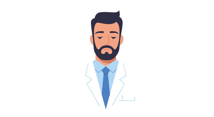 Professional bearded man in white lab coat and blue tie, representing medical expertise and scientific innovation in healthcare settings.