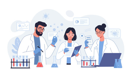 Dedicated scientists collaborating on groundbreaking research in a modern laboratory environment, focusing on discovery and innovation.