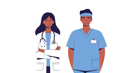 Dedicated healthcare team ready to serve your medical needs, a modern doctor and nurse providing compassionate care and expertise for your health and wellness