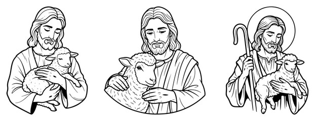 Jesus Christ as the Good Shepherd Holding a Lamb