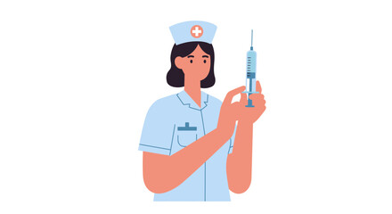 Caring healthcare professional holding syringe ready for medical treatment, promoting wellness and vaccination awareness