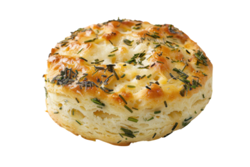 Deliciously flaky herb scone freshly baked with fragrant rosemary and golden crust, ready to delight taste buds during a cozy afternoon tea isolated on transparent background