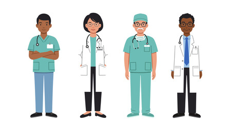 Diverse medical professionals standing together, a symbol of healthcare teamwork and compassionate care ready for your project