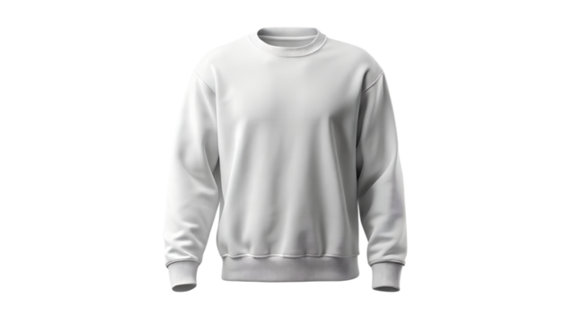 A plain white sweatshirt isolated on transparent background, a versatile piece of casual wear perfect for layering or standalone style