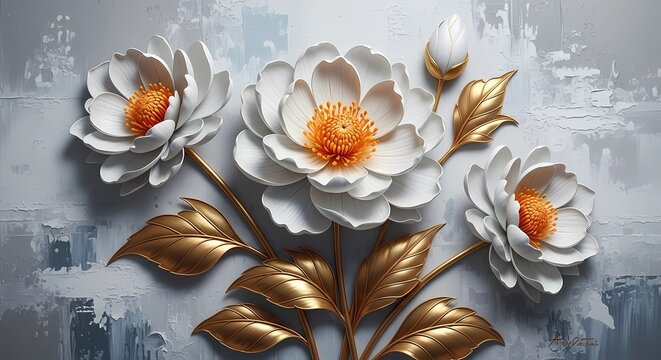 Fototapeta Elegant floral wallpaper with soft petals artwork, a classic wall mural and vintage botanical illustration