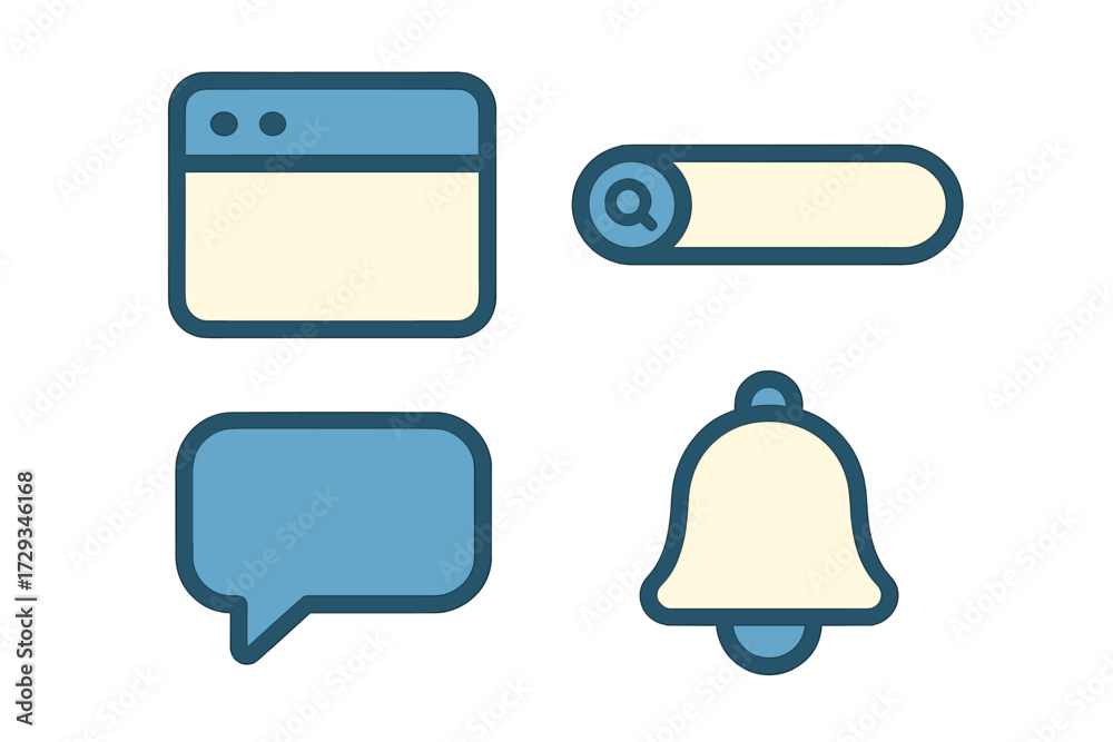 Wall mural essential user interface icons for modern web design and mobile application development including se