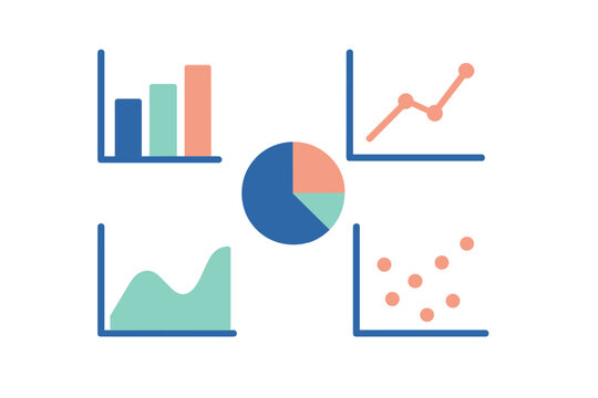 Comprehensive data visualization charts including bar, line, pie, area, and scatter plots for business analysis
