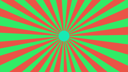 Bright Green and Reddish Orange Radial Stripes Pattern Background Graphic