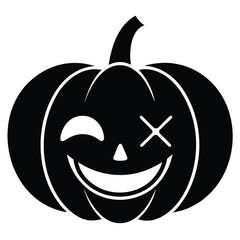 winking pumpkin vector icon
