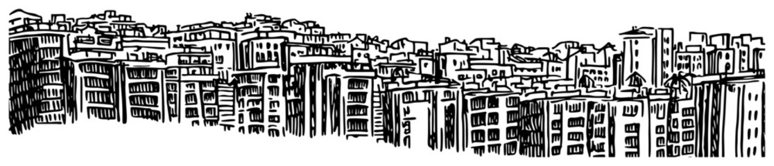 Apartment Block Cityscape Hand Drawn Vector © Tomas