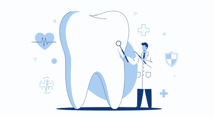 Dental Doctor Illustrating Concept Health Treatment, Teeth Examination in a Unique Design