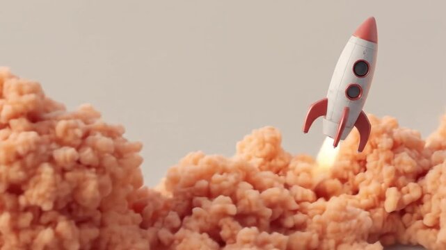 Rocket launch fluffy cloud