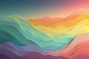"Retro 60s-70s Abstract Horizontal Background with Colorful Pastel Waves – Trendy Vector Illustration"