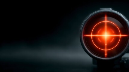 Targeting the Core: A close-up shot of a scope reticle, the red crosshairs glowing, set against a dark, shadowy background. Capturing precision, focus, and strategic intent.