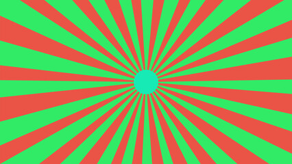 Vibrant radiating stripes pattern in green and salmon background design