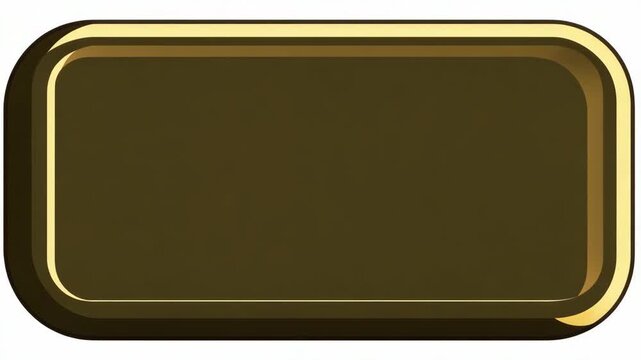 Glossy golden rectangular button design with beveled edge, flat graphic style on white background, concept of interface element or UI icon