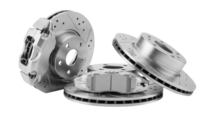 Car brake discs isolated on transparent background, a vital component for safety