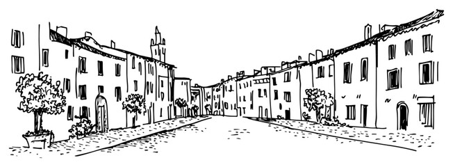 Tuscan Old Town Street Perspective