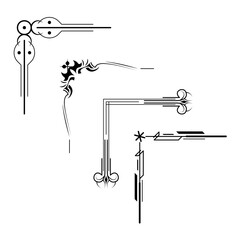Set Hand Draw Of Corners Different Shapes Flower Decoration Vector Design Doodle Sketch Style For Wedding And Banner