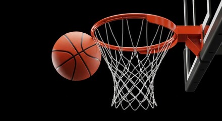 Fototapeta premium Basketball Game Action Scoring Point in Sports Arena During Competition Play