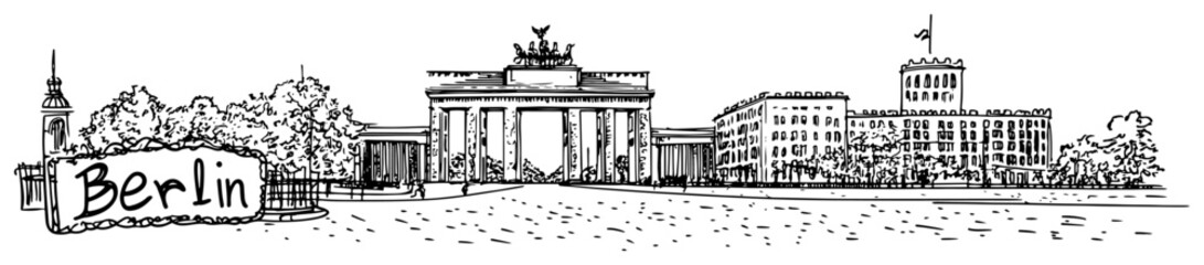 Brandenburg Gate Berlin Cityscape Panorama