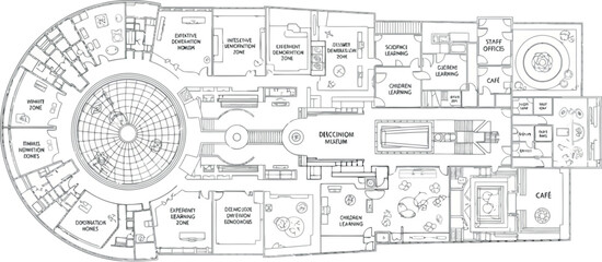 Fototapeta premium Vector art of blueprint of a spaceship interior layout with various compartments and facilities