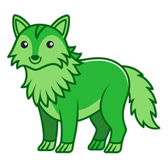 Cartoon green wolf character in simple illustration style
