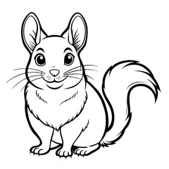 Cute cartoon chinchilla illustration with fluffy tail and whiskers