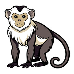 Cartoon monkey with a curious expression, sitting attentively